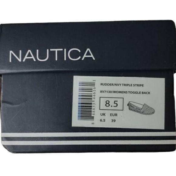 Nautica Toggle‎ Back Rudder Navy Triple Stripe Espadrille Flats Size 8.5 - Picture 10 of 11